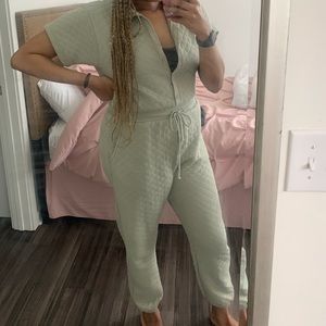 Missguided Sage Quilted Jumpsuit